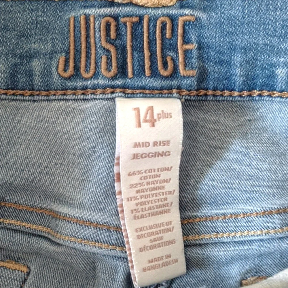 JUSTICE 14 PLUS Distressed Stretchy Mid-Rise Denim Jeggings Jeans